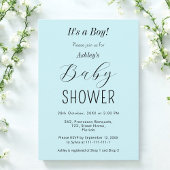 Boy Baby shower Blue Elegant Invitation Kaart