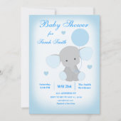 Boy Baby shower Blue Elephant Invitation Kaart (Voorkant)