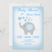 Boy Baby shower Blue Elephant Invitation Kaart (Voorkant)