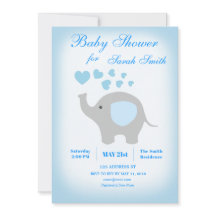 Boy Baby shower Blue Elephant Invitation