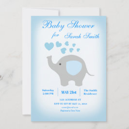 Boy Baby shower Blue Elephant Invitation Kaart