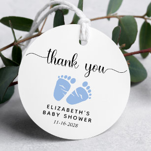 Boy Baby shower Blue Feet Dank je Bedankjes Labels