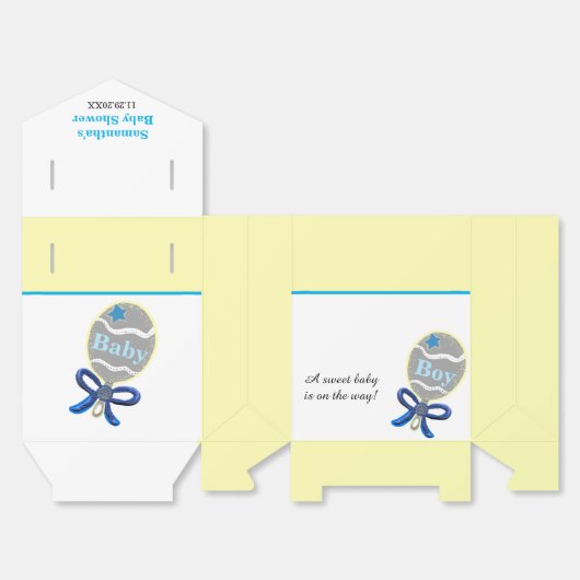 Boy Baby shower Blue Rattle Bedankdoosjes (Ongevouwen)
