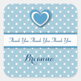 Boy Baby shower Dank je wel BLUE Polka Dots Vierkante Sticker