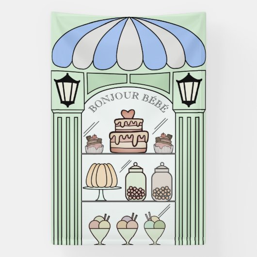 Boy Baby shower dessert tafel achtergrond Banner (Verticaal)