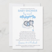 Boy Baby shower door Mail Blue Elephant op Cloud Kaart (Voorkant)