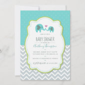 Boy Baby shower Elephants Uitnodiging (Voorkant)