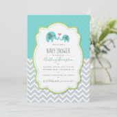 Boy Baby shower Elephants Uitnodiging (Staand voorkant)