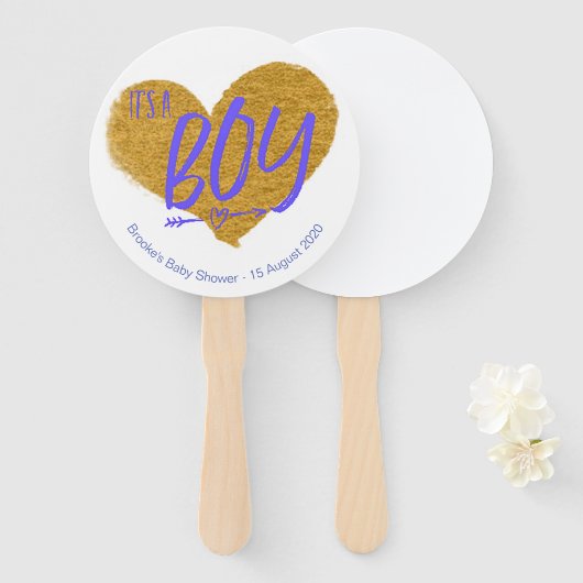 Boy Baby shower Fan's Gender Reveal Handwaaier (Voorkant en achterkant)