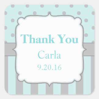 Boy Baby shower Favor Stickers Labels Aqua Blue Gr