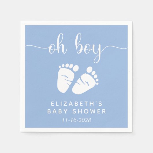 Boy Baby shower Feet Blauw Servet (Voorkant)