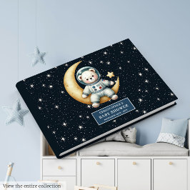 Boy Baby shower Gastboek Ruimte Teddy Bear Gastenboek