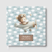 Boy Baby shower Gastboek Schattige Teddy Bear Pilo Gastenboek (Voorkant)