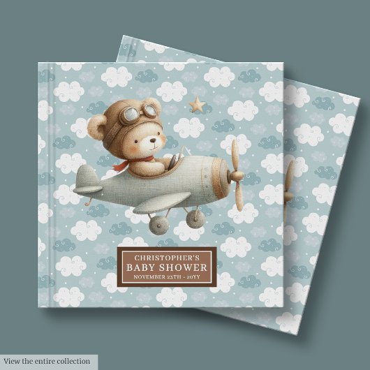 Boy Baby shower Gastboek Schattige Teddy Bear Pilo Gastenboek