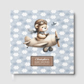 Boy Baby shower Gastboek Teddy Bear Pilot Theme Gastenboek (Voorkant)