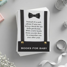 Boy Baby Shower Gentleman Suspenders Book Request Informatiekaartje