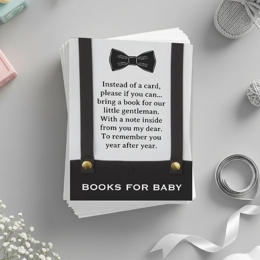 Boy Baby Shower Gentleman Suspenders Book Request Informatiekaartje