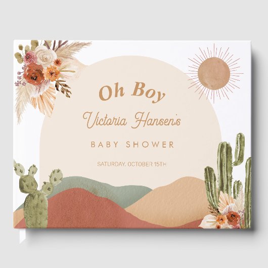 Boy Baby shower Guestbook Boho Desert Zuidwest Gastenboek (Voorkant)