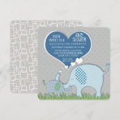 Boy Baby shower Hart Olifanten Retro Modern Kaart (Voorkant / Achterkant)