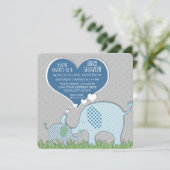 Boy Baby shower Hart Olifanten Retro Modern Kaart (Staand voorkant)