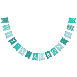 Boy Baby shower Het is een Boy Turquoise Blue Vlaggetjes