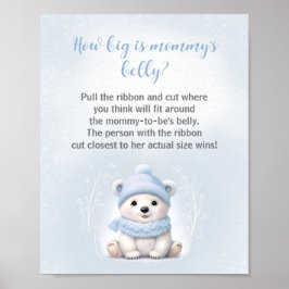 Boy Baby shower Hoe groot is het buikspel van mama Poster