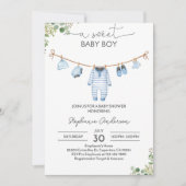 Boy Baby shower Invitation Babykleding Nodig een Kaart (Voorkant)