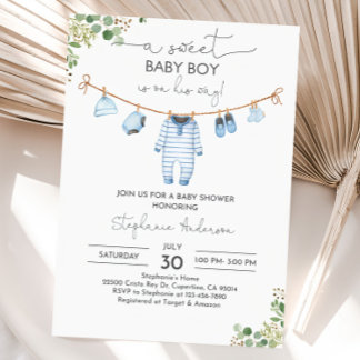 Boy Baby shower Invitation Babykleding Nodig een Kaart