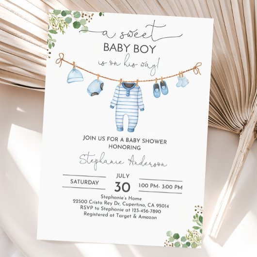 Boy Baby shower Invitation Babykleding Nodig een Kaart