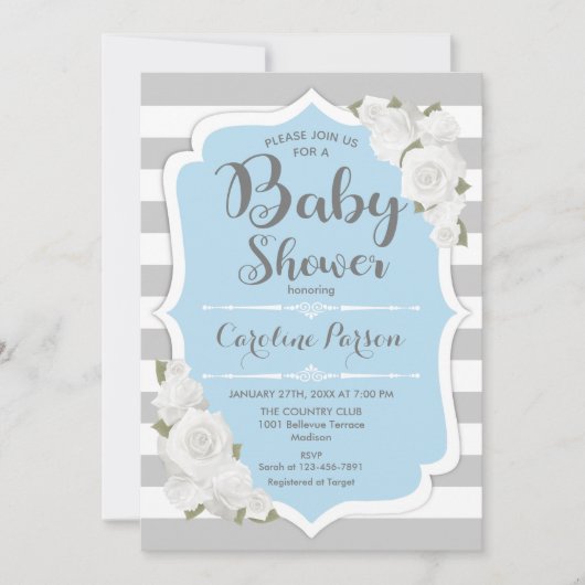 Boy Baby shower Invitation - Blauw Grijs Kaart (Voorkant)