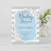 Boy Baby shower Invitation - Blauw Grijs Kaart (Staand voorkant)