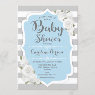 Boy Baby shower Invitation - Blauw Grijs Kaart
