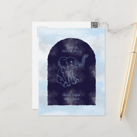 Boy Baby Shower Invitation Briefkaart (Voorkant / Achterkant in situ)