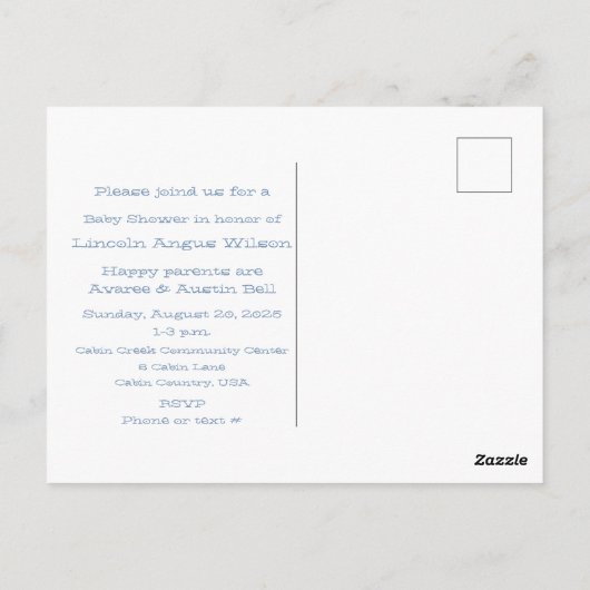 Boy Baby Shower Invitation Briefkaart (Achterkant)