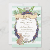Boy baby shower Invitation Forest Rabbit Bunny Kaart (Voorkant)
