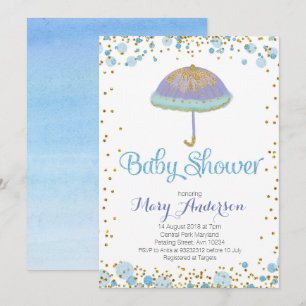 BOY Baby shower Invitation umbrella Kaart