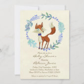 Boy baby shower Invitation Woodland Fox Blue Kaart (Voorkant)