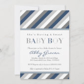 Boy Baby Shower Invitations, marine, grijs 875 Kaart (Voorkant)