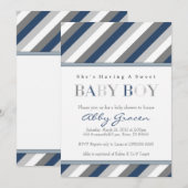 Boy Baby Shower Invitations, marine, grijs 875 Kaart (Voorkant / Achterkant)