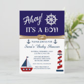 Boy Baby Shower Invitations, Nautical Shower Kaart (Staand voorkant)
