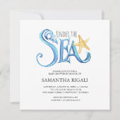 Boy Baby Shower Invitations Watercolor Starfish Kaart (Voorkant)