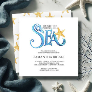 Boy Baby Shower Invitations Watercolor Starfish Kaart