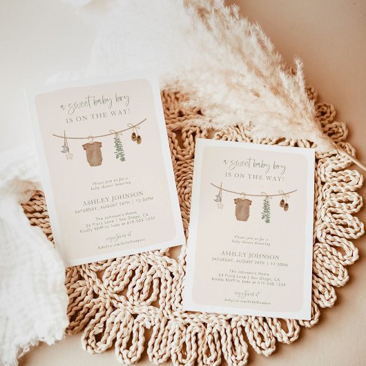 Boy Baby shower Invite | Boho Baby shower Boy Kaart