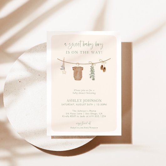 Boy Baby shower Invite | Boho Baby shower Boy Kaart