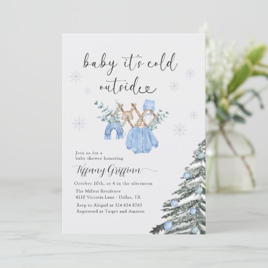 Boy Baby Shower Its Cold Outside| Clothes  Kaart (Staand voorkant)