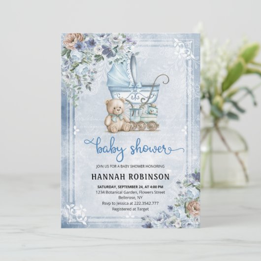  Boy Baby shower Kaart (Staand voorkant)