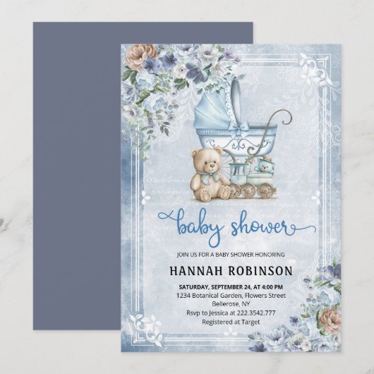  Boy Baby shower Kaart (Voorkant / Achterkant)