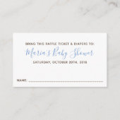 Boy Baby shower Luier Raffle Ticket, Blauw Bruin Informatiekaartje (Achterkant)