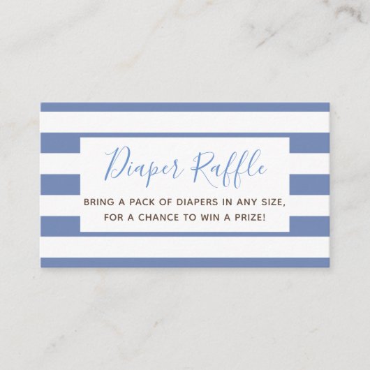 Boy Baby shower Luier Raffle Ticket, Blauw Bruin Informatiekaartje (Voorkant)