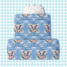 Boy Baby shower of pasgeboren olifant Naam toevoeg Cadeaupapier